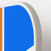 ブライトブルータンジェリンオレンジホワイトレーシングストライプズ ピックルボールラケット (左詳細)