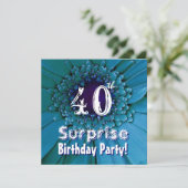 ブライトブルーデイジー40thサプライズ誕生日テンプレート 招待状 (スタンド正面)