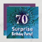 ブライトブルーデイジー70thサプライズ誕生日テンプレート 招待状 (正面/裏面)