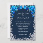 ブライトブルーバラスノーフレーククリスマス 招待状 (正面)