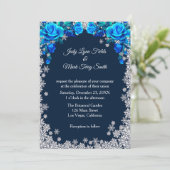 ブライトブルーバラスノーフレーククリスマス 招待状 (スタンド正面)