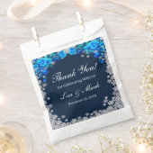 ブライトブルーバラスノーフレーク結婚クリスマス フェイバーバッグ (クリップ留めされた状態)