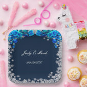 ブライトブルーバラスノーフレーク結婚クリスマス ペーパープレート (パーティー)