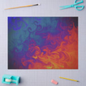 ブライトブルーパープルオレンジスワール抽象芸術 薄葉紙 (クラフト)