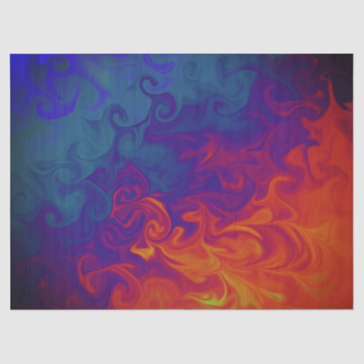 ブライトブルーパープルオレンジスワール抽象芸術 薄葉紙 (正面)