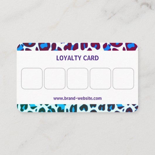 ブライトブルーヒョウ印刷ロカビリーパターン 名刺 (裏面)