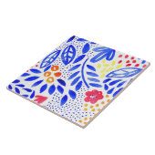 ブライトブルーピンク春フローラルパターン タイル (側面)