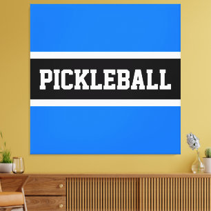 ブライトブルーブラックストライプ文字スポーティPICKLEBALL キャンバスプリント