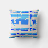 ブライトブルーベージュサウスウエストルックモザイク抽象芸術 クッション (裏面)