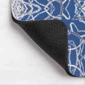 ブライトブルーホワイトスノーアンドスター万華鏡のように千変万化するパターン マウスパッド (コーナー)