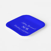 ブライトブルーミニマリスト80thバースデーパーティースクエア ペーパープレート (傾斜あり)