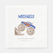 ブライトブルーモンスタートラックペーパーナプキン スタンダードランチョンナプキン (正面)