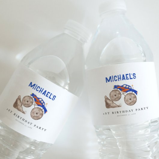 ブライトブルーモンスタートラックペーパーナプキン ペットボトルラベル