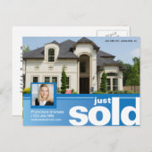 ブライトブルー単実在売の不動産広告テンプレート ポストカード (正面/裏面)