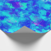 ブライトブルー抽象芸術ブラシストロークデザイン ラッピングペーパー (角)