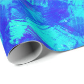 ブライトブルー抽象芸術ブラシストロークデザイン ラッピングペーパー (ロールコーナー)