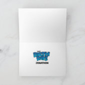 ブライトブルー漫画文字-ハッピーバースデー カード (内部)