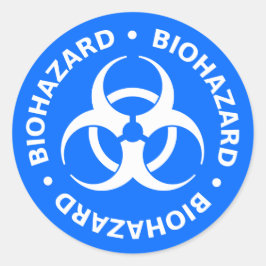 ブライトブルー生物学的災害［有害物質］警告ズステッカー ラウンドシール