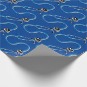 ブライトブルー病院ドクターおよびナース聴診器 ラッピングペーパー (角)