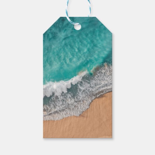 ブライトブルー落ち着いた海ショアウッドウォールアートiPad Ai ギフトタグ (正面)