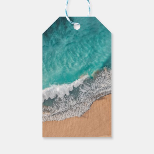 ブライトブルー落ち着いた海ショアウッドウォールアートiPad Ai ギフトタグ (裏面)