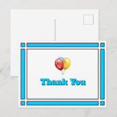 ブライトブルー誕生日バルーンありがとうはがき ポストカード (正面/裏面)