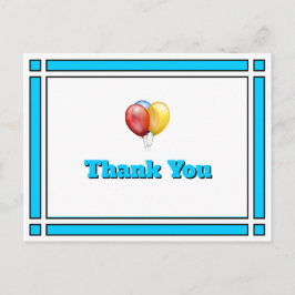 ブライトブルー誕生日バルーンありがとうはがき ポストカード