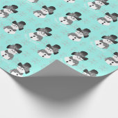 ブライトブルー雪だるま ラッピングペーパー (角)