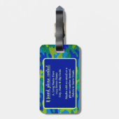 ブライトブルー&グリーンカモフラージュグリッター迷彩柄名 ラゲッジタグ (裏面縦)