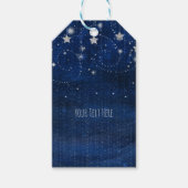 ブライトブルー&シルバー星空のパーティーの好意 ギフトタグ (正面)