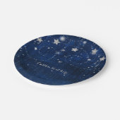 ブライトブルー&シルバー星空パーティー ペーパープレート (アングル)