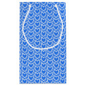 ブライトブルー&ホワイトバレンタインデーハート スモールペーパーバッグ (裏面)