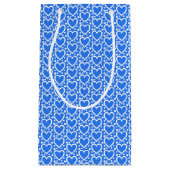 ブライトブルー&ホワイトバレンタインデーハート スモールペーパーバッグ (正面)