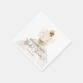 ブライトブロンドドレスピンク金ゴールドフローラブライダルシャワー スタンダードカクテルナプキン (角)