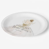 ブライトブロンドドレスフローラウェルカムブライダルシャワー ペーパープレート (アングル)