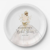 ブライトブロンドドレスフローラウェルカムブライダルシャワー ペーパープレート (正面)