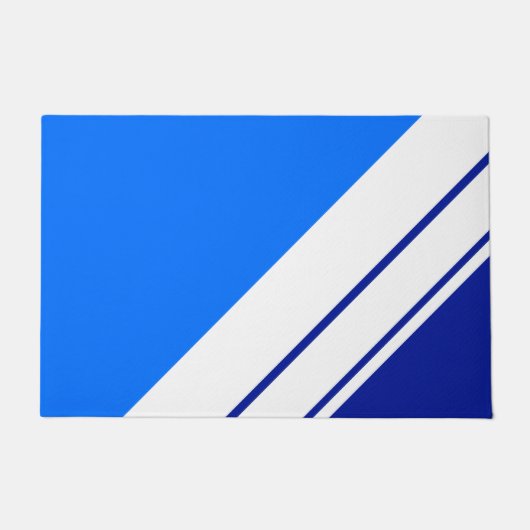 ブライトブ航海のルーススポーティホワイトレーシングストライプズ ドアマット (正面)