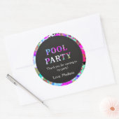 ブライトプールパーティー誕生日、任意の年齢、ありがとう ラウンドシール (封筒)