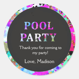 ブライトプールパーティー誕生日、任意の年齢、ありがとう ラウンドシール