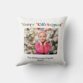 ブライトホリデーメリークリスマスタイポグラフィ写真 クッション (裏面)