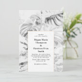 ブライトホワイトトロピカルモンステラ結婚式招待状 招待状 (スタンド正面)