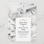 ブライトホワイトトロピカルモンステラ結婚式招待状 招待状 (正面/裏面)