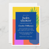 ブライトボカラフルーホボタニカルアートベビーシャワー 招待状 (正面/裏面)