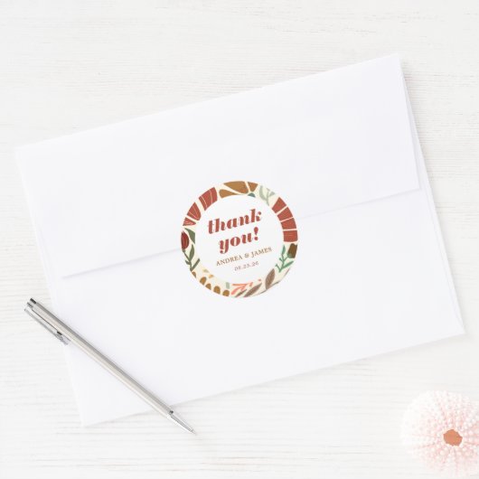 ブライトボホはっきりしたテラコッタフローラありがとう ラウンドシール (封筒)