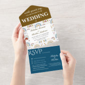 ブライトボホテラコッタレインボー結婚ズ オールインワン招待状 (貼ってはがせる)