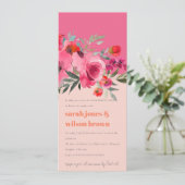 ブライトボホホットピンクウォーター色フローラ婚約 招待状 (スタンド正面)