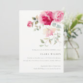 ブライトボホレッドピンクローズフローラブライダルシャワー 招待状 (スタンド正面)