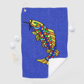 ブライトポップ・アートのアートスタイルフィッシュカラフルブはかりで測ルー ゴルフタオル (インサイチュ)