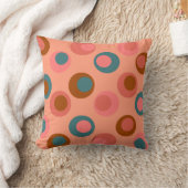 ブライトポルカダブルドットコーラルピーチティール(緑がかった色)錆 クッション (ブランケット)