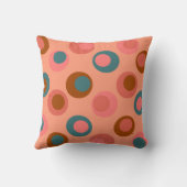 ブライトポルカダブルドットコーラルピーチティール(緑がかった色)錆 クッション (裏面)